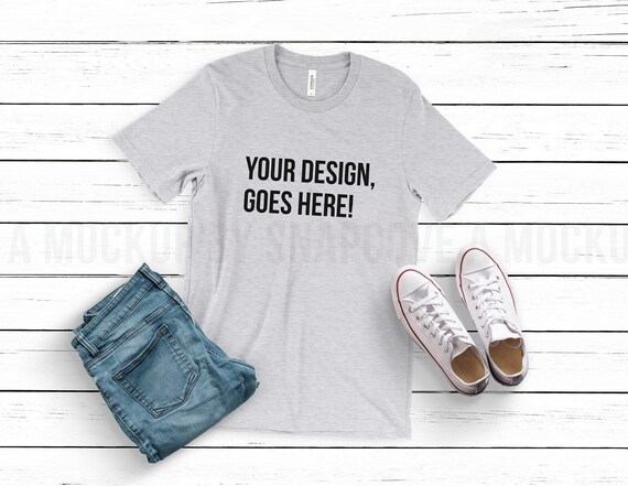 Bella Canvas 3001 Tee Mock Up Athletic Heather Unisex Etsy