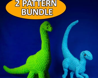 Dinosaur Crochet Pattern Bundle: Velociraptor & Brachiosaurus Amigurumi (PDF)