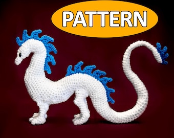 Dragon Crochet Pattern: Poseable Serpentine Amigurumi with Fins (PDF)