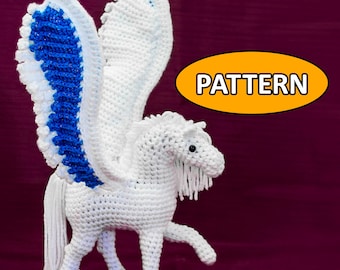 Fantasy Pegasus Crochet Pattern: Poseable Amigurumi Horse with 24" Wingspan (PDF)