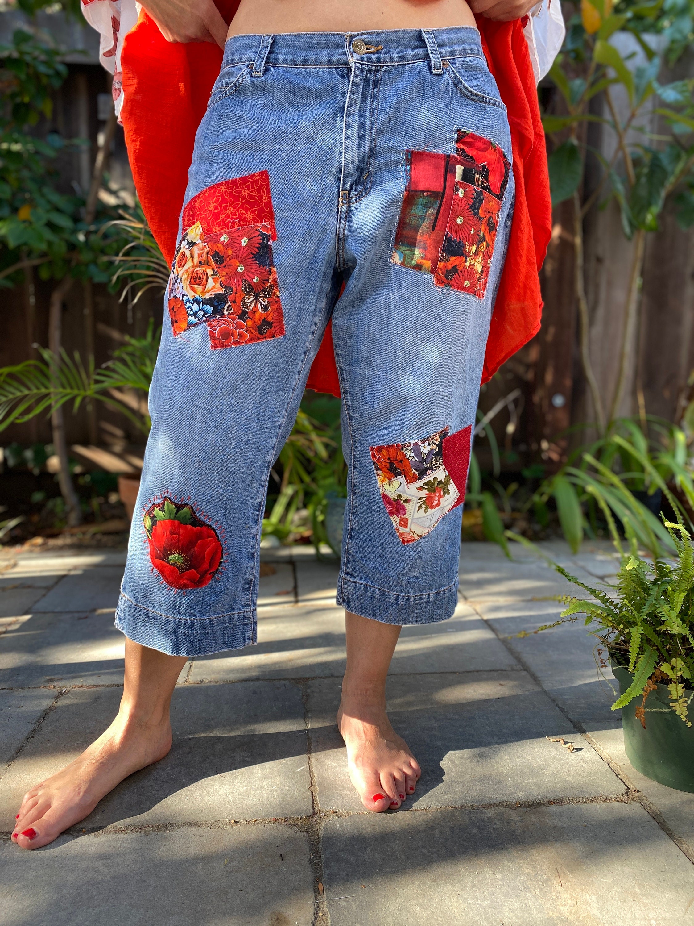 Patched Cropped Denim 'suzy' Size 12 