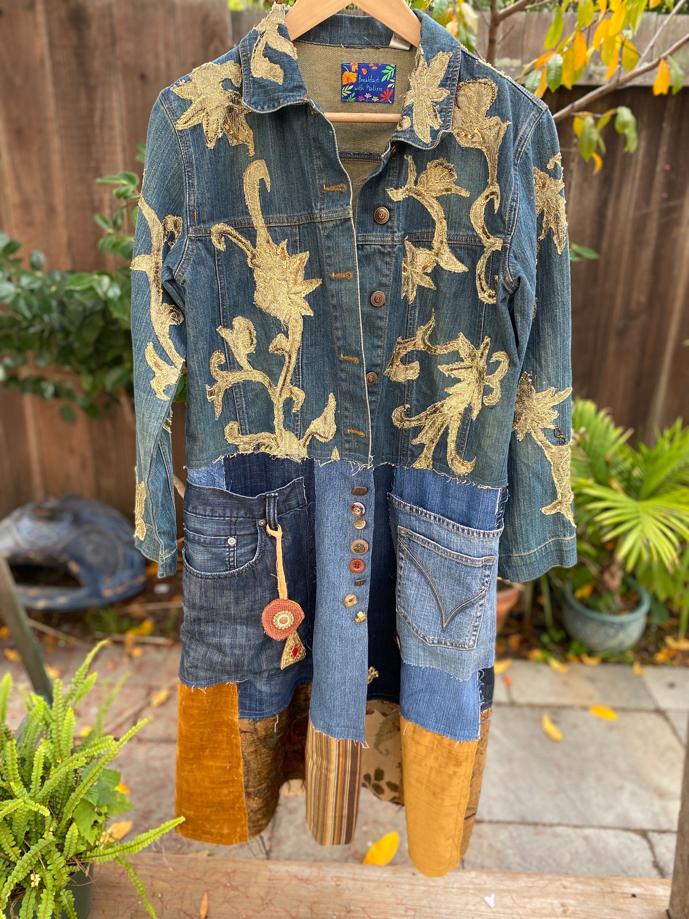 men's long denim trench coat
