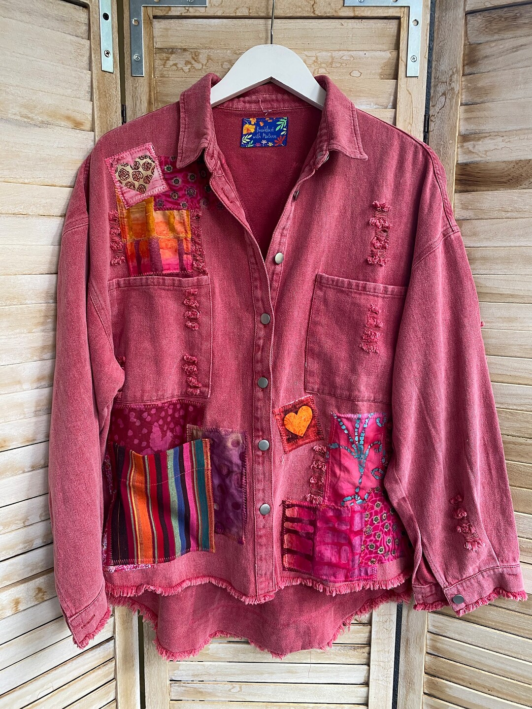 The Collection Royal Cotton Patch Hoodie - Boho Zip Up Jacket With Colorful Razor Cut Patches, Handmade In Nepal - View #7