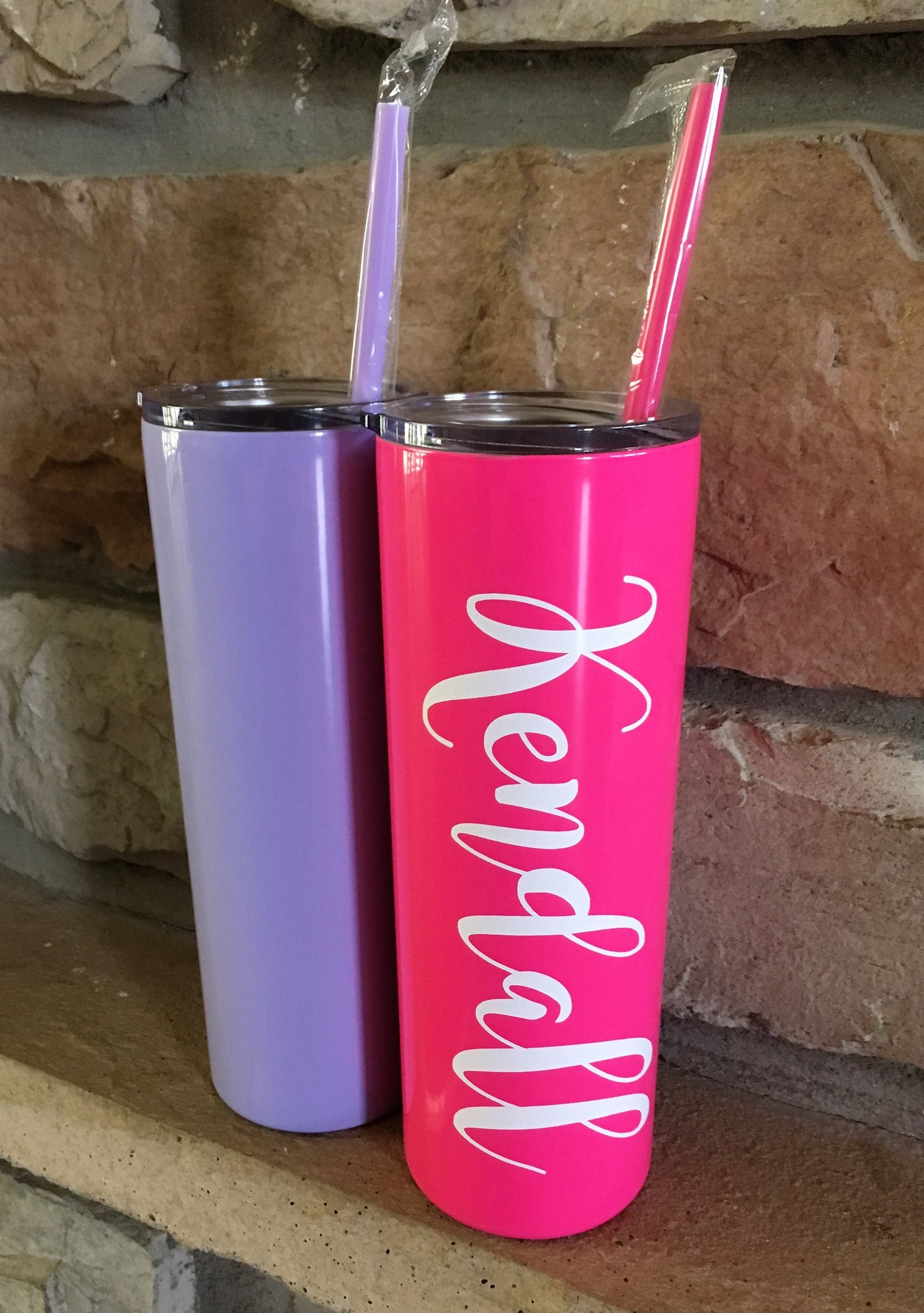 Custom Tumbler With Straw Name 20oz Skinny Personalized Etsy