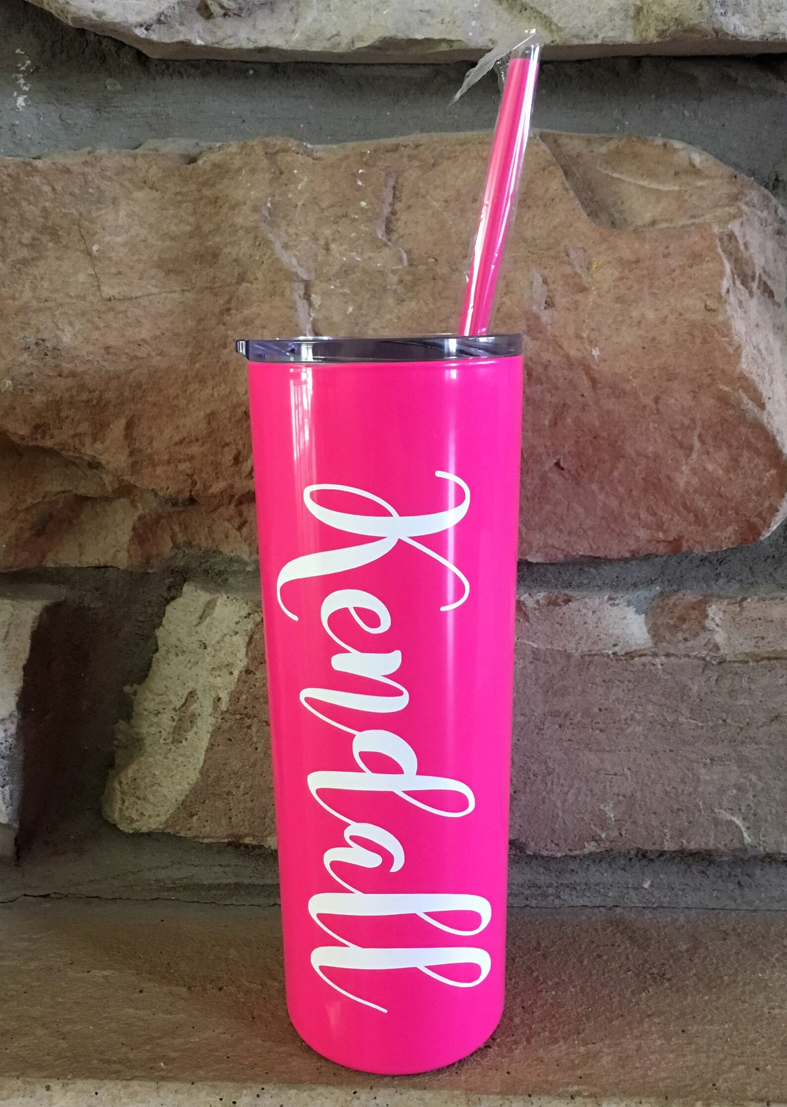 Custom Tumbler With Straw Name 20oz Skinny Personalized Etsy
