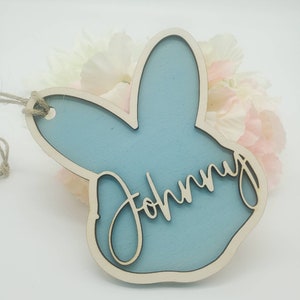 Easter Basket Tag, Personalized Easter Basket Tag, Custom Easter Tag, Wood Easter Tag, Custom Bunny Tag, Personalized Name Tag, Easter Decor