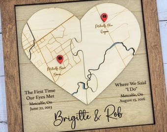 Where We Met Map, Personalized Anniversary Gift, Where It All Began Map, Where We Met Gift, First Date Map, Personalized Wedding Gift