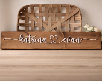 Personalized Anniversary Gift – Custom Couple Name Wood Sign for Valentine’s or Weddings