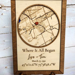 Engagement Gift for Couples – Personalized Where We Met Map with Coordinates – Custom Anniversary Keepsake
