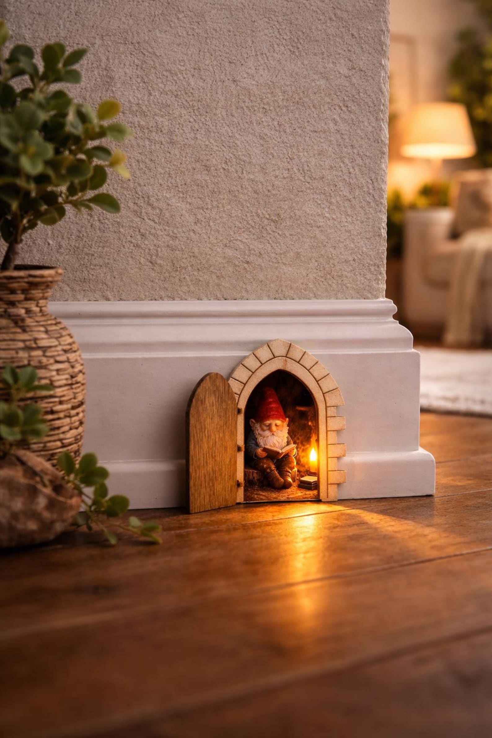 Fairy Door That Opens – Secret Hidden Gnome Door for Wall or Baseboard – Tiny Magical Door Decor
