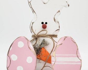 Easter Bunny Decoration, Easter Bunny, Easter Decorations, Wooden Rabbit, Spring Bunny, Spring Decor, Spring Decorations, Shelf Decor