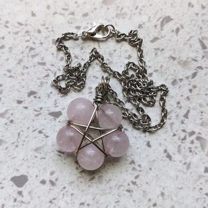 Pentacle Charm Pendant Necklace with Beads / Witch, Wiccan, Pagan Jewelry
