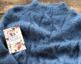 Handknit Fluffy Alpaca Cable Knit Sweater
