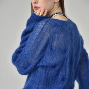 Mohair sweater women. Mohair cable knit women sweater. Mohair Sweater. handknit sweater. oversize women's pullover image 6