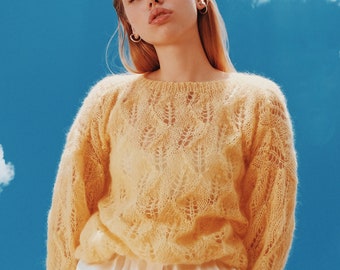 Mohair women sweater. Mohair yellow women's sweater. Mohair Sweater. Mohair pullover. Pink pullover. bridal sweater