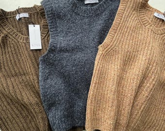 Handgestrickte Weste aus Merino Wolle - Geelong Wolle Pullunder