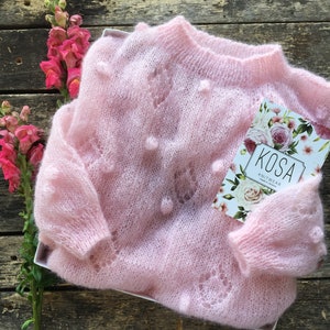 Suéter de mohair para mujer. Suéter de mohair rosa para mujer. Suéter de mohair.