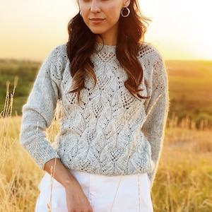 Suéter de alpaca gris para mujer. Suéter de boda de alpaca y lana merino. Suéter para mujer. Suéter de alpaca. Suéter de alpaca. imagen 1