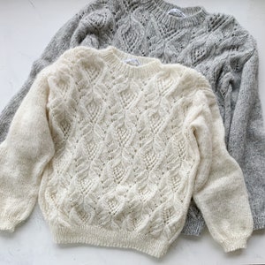 Alpaca women openwork sweater. White alpaca wedding sweater. Sweater for women. Wedding sweater. Bridal sweater image 2
