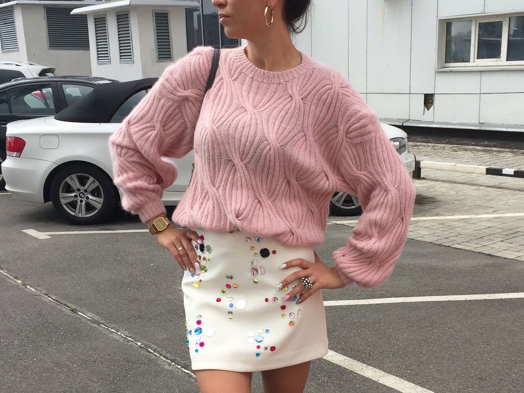 Сable Knit Angora Women Sweater. Angora 