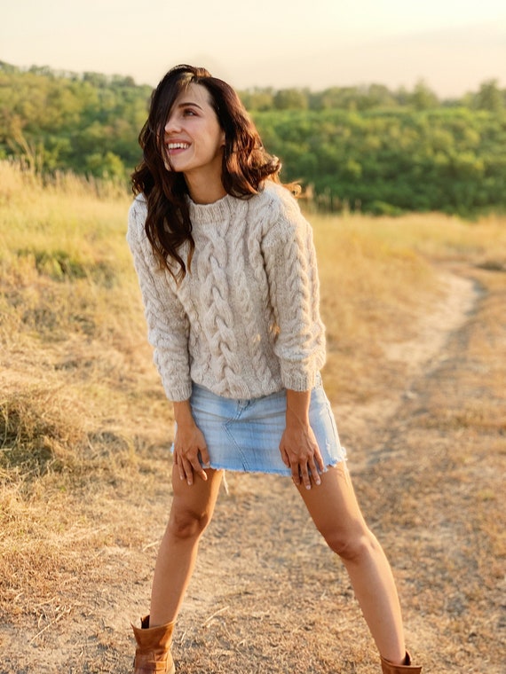 Sueter beige mujer hotsell