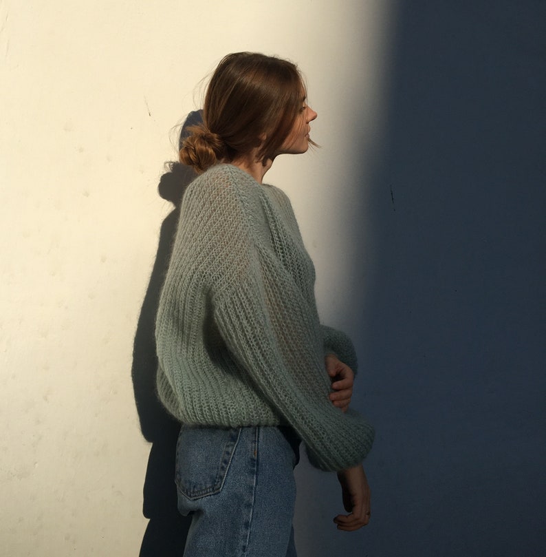 Mohair Sweater Alpaca sweater Mohair sweater women Weightlessness sweater Women\u2019s knitwear Mohair blue women/'s sweater Blue sweater