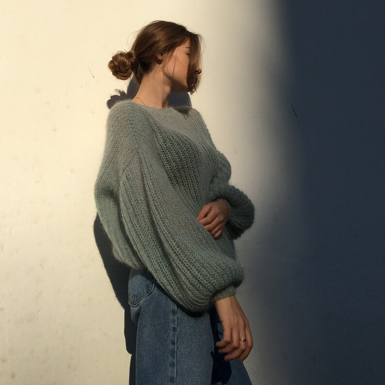 Mohair Sweater Alpaca sweater Mohair sweater women Weightlessness sweater Women\u2019s knitwear Mohair blue women/'s sweater Blue sweater