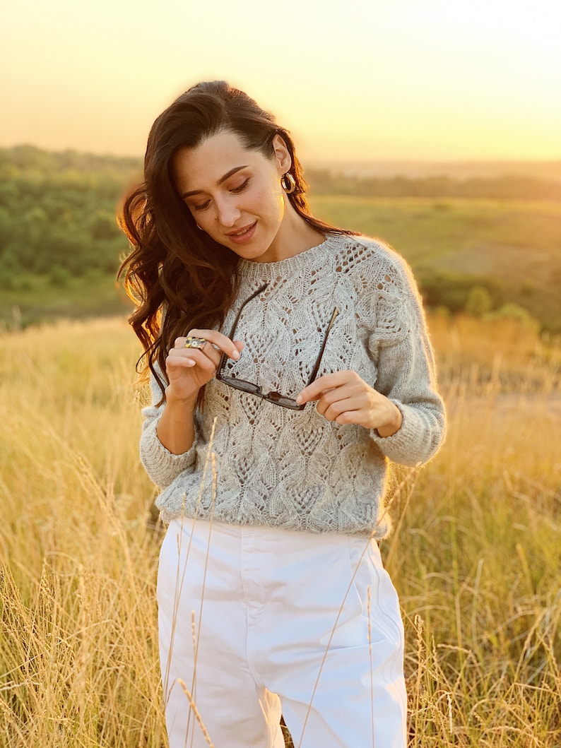 Suéter de alpaca gris para mujer. Suéter de boda de alpaca y lana merino. Suéter para mujer. Suéter de alpaca. Suéter de alpaca. imagen 7