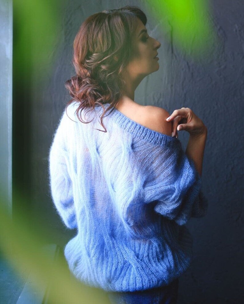 Mohair sweater women. Mohair cable knit women sweater. Mohair Sweater. handknit sweater. oversize women's pullover image 1