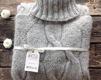 Suéter gris de alpaca y lana merino para mujer. Suéter de alpaca para mujer. Suéter de alpaca tejido a mano. Suéter de alpaca. Suéter de alpaca beige.