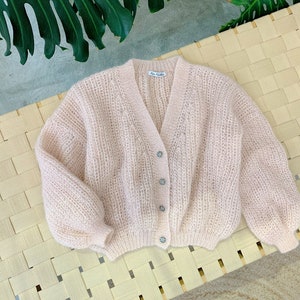 Mohair women cardigan. Wedding sweater. Silk Mohair beige women's sweater. Mohair Sweater.  Bridal sweater. Bridal jacket