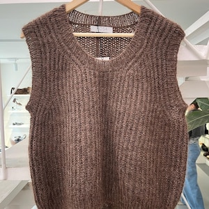 Mohair and merino wool woman vest. Chunky knit mohair  vest. Handknit mohair slipover. Merino wool woman sweater