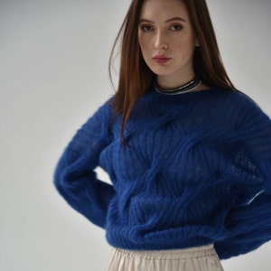 Mohair sweater women. Mohair cable knit women sweater. Mohair Sweater. handknit sweater. oversize women's pullover image 7