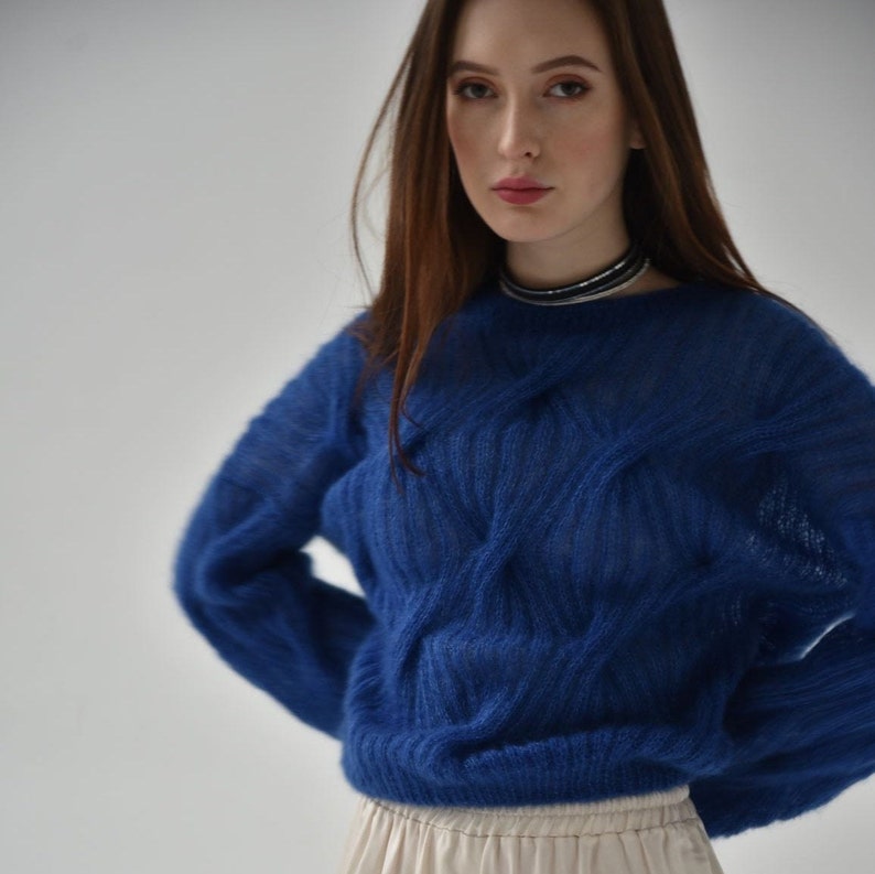 Mohair sweater women. Mohair cable knit women sweater. Mohair Sweater. handknit sweater. oversize women's pullover image 7