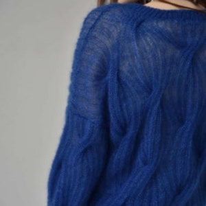Mohair sweater women. Mohair cable knit women sweater. Mohair Sweater. handknit sweater. oversize women's pullover image 8