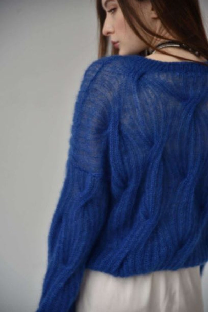 Mohair sweater women. Mohair cable knit women sweater. Mohair Sweater. handknit sweater. oversize women's pullover image 8