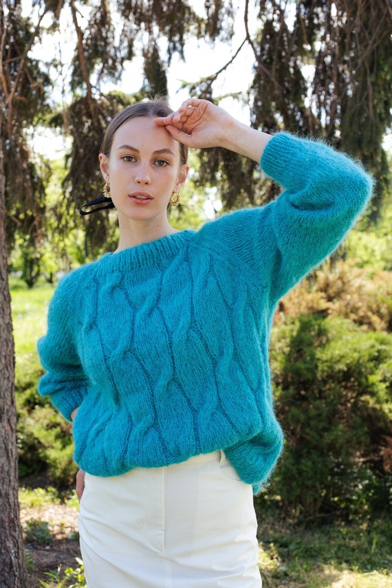 Turquoise top womens sweater