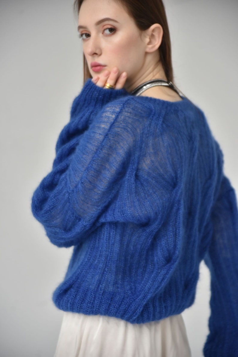 Mohair sweater women. Mohair cable knit women sweater. Mohair Sweater. handknit sweater. oversize women's pullover image 6