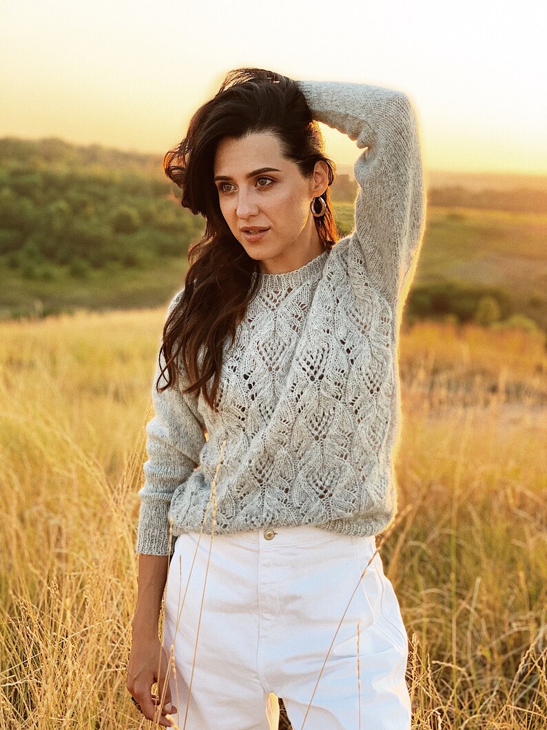 Suéter de alpaca gris para mujer. Suéter de boda de alpaca y lana merino. Suéter para mujer. Suéter de alpaca. Suéter de alpaca. imagen 3