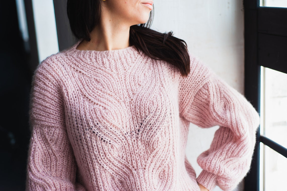 Pink Alpaca Sweater. Alpaca Women Sweater. Handknit Alpaca Sweater ...