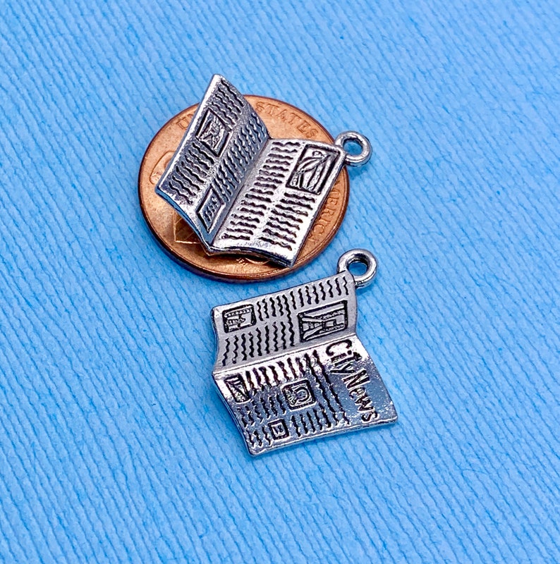 Lot 2 Pewter City Newspaper Charm Newspaper Pewter Charm Etsy