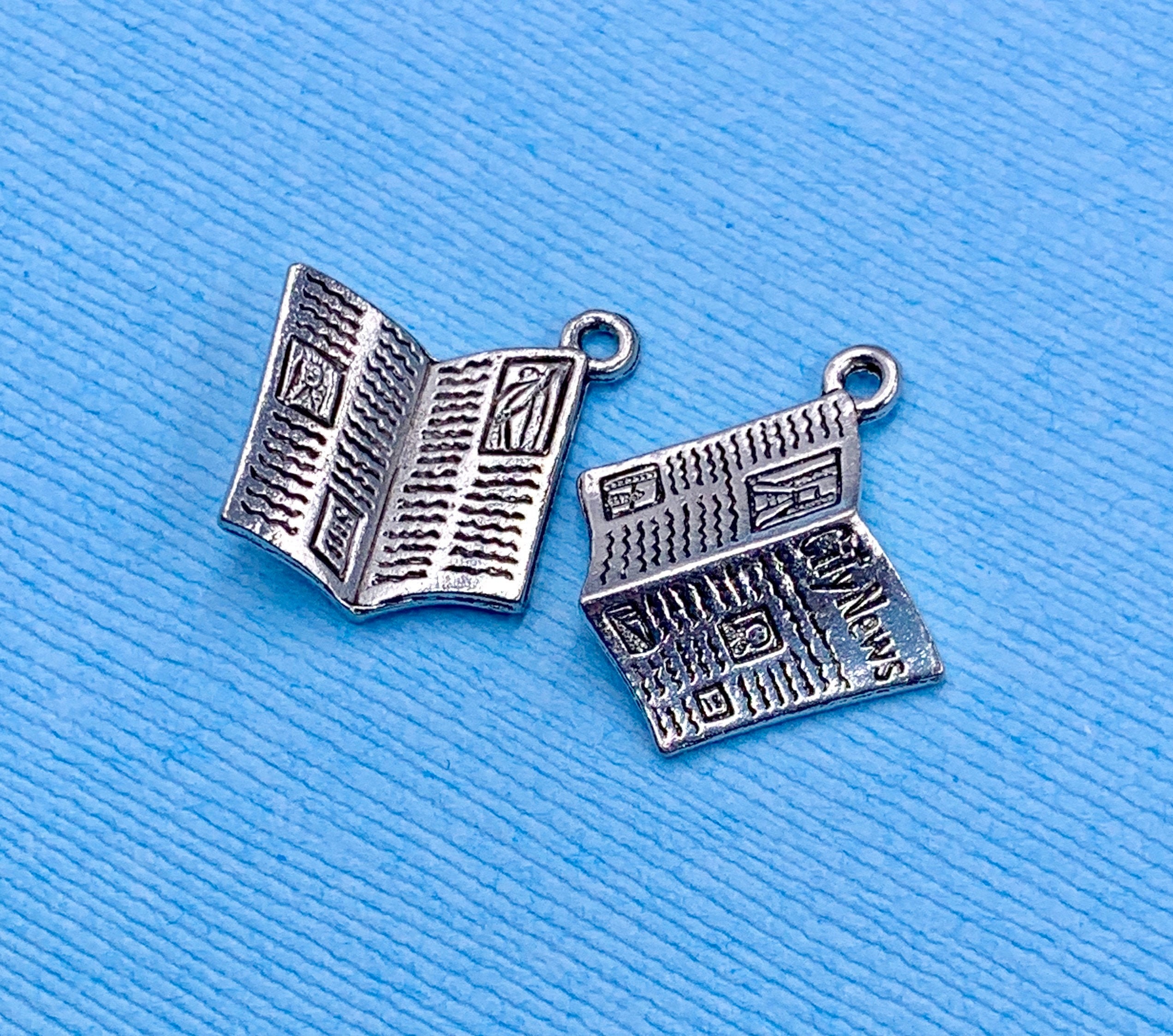 Lot 2 Pewter City Newspaper Charm Newspaper Pewter Charm Etsy