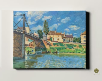 サンマルタン運河の眺め - アルフレッド・シスレーの手描きの油絵複製