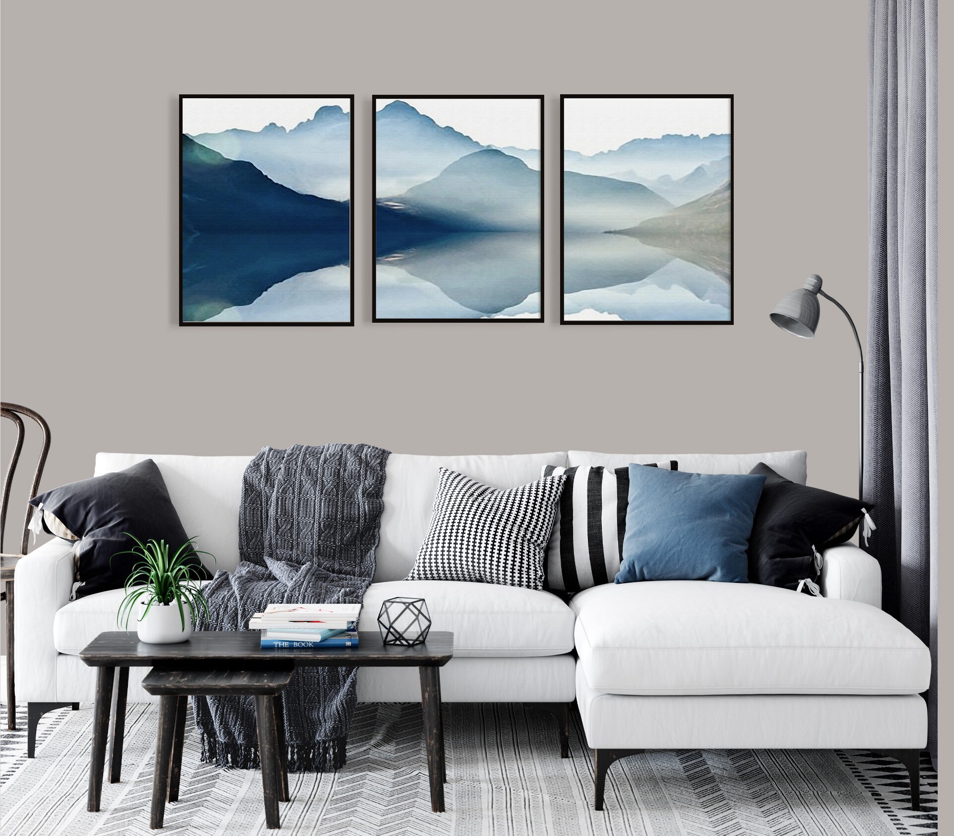 Set of 3 instant digital download wall art. Abstract landscape | Etsy
