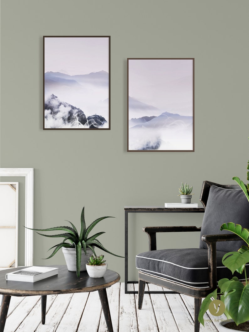 Abstract Landscape Print Set Of 3 Misty Mountain Digital Wall Art Aesthetic Room Decor Printable Landscape Wall Art Mountain Landscape Art Collectibles Prints Advancedrealty Com