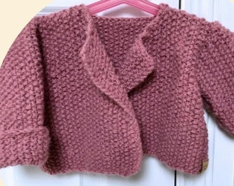 Easy Kids Cardigan Knitting Pattern PDF, Simple Beginners Baby