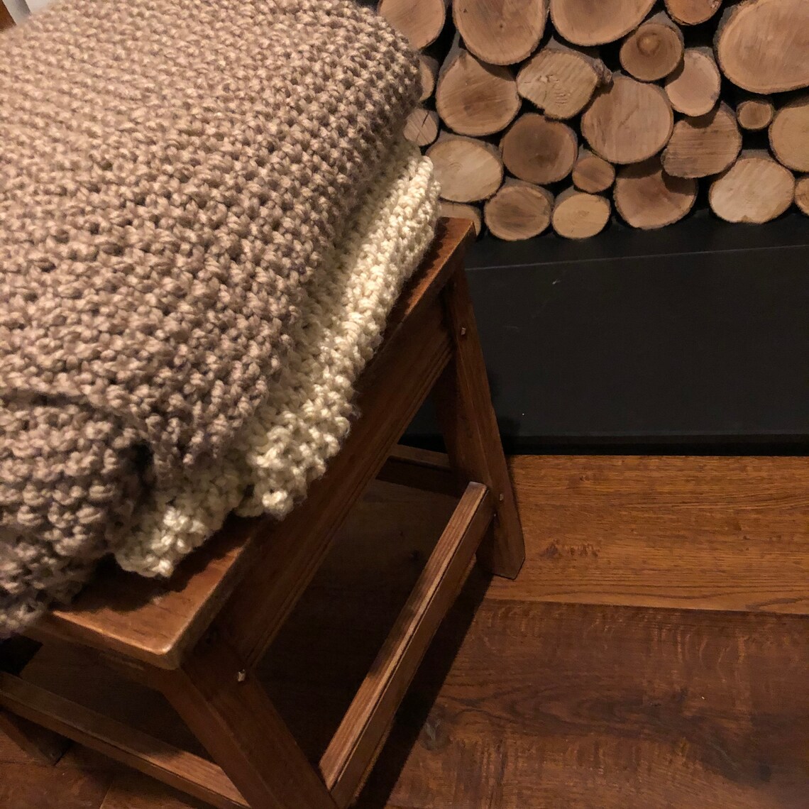 Chunky Knitted Vegan Throw Blanket Cottagecore Blanket Etsy UK