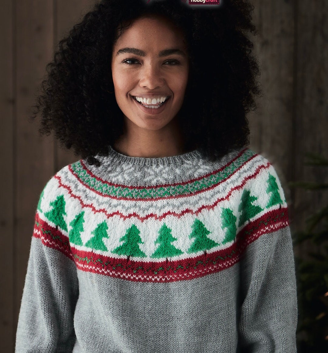 Christmas Sweater Knitting Pattern, Dk Womens Xmas Jumper, Fits