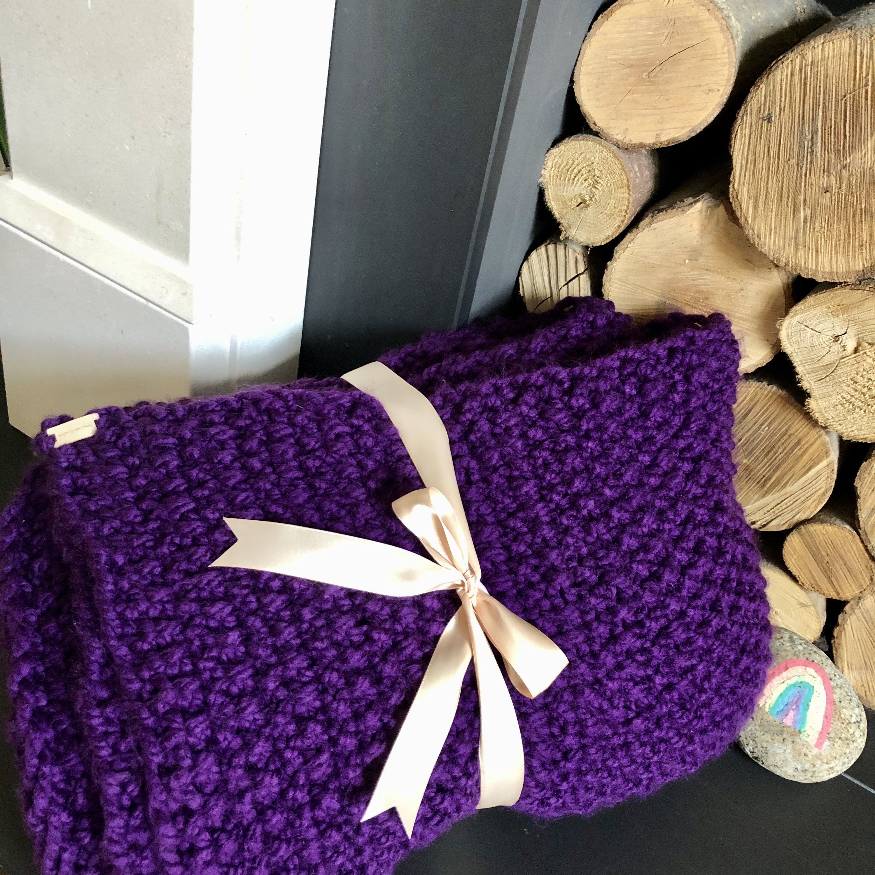 Grand Chunky Purple Throw Blanket 180 x 120cm Vegan Hand Etsy Canada