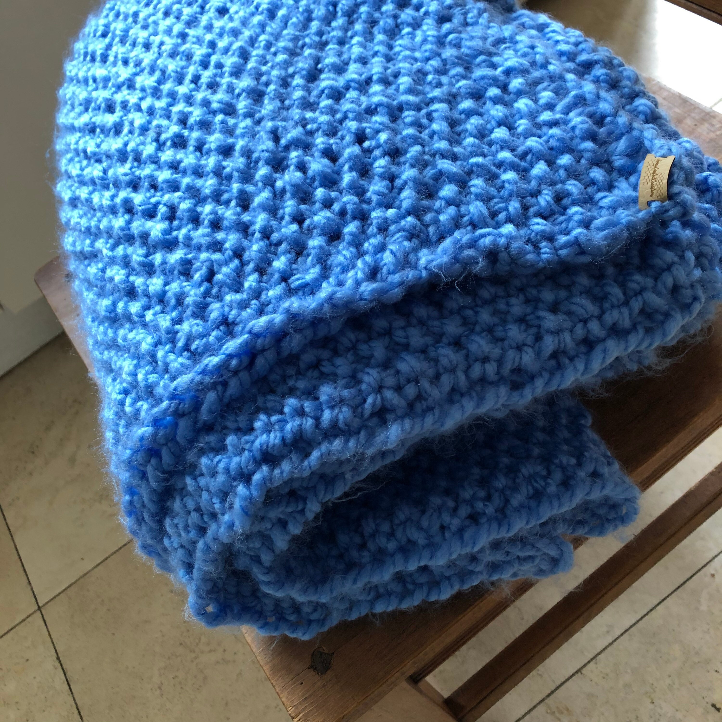 Chunky Knitted Vegan Throw Blanket, Cottagecore Blanket, Personalised